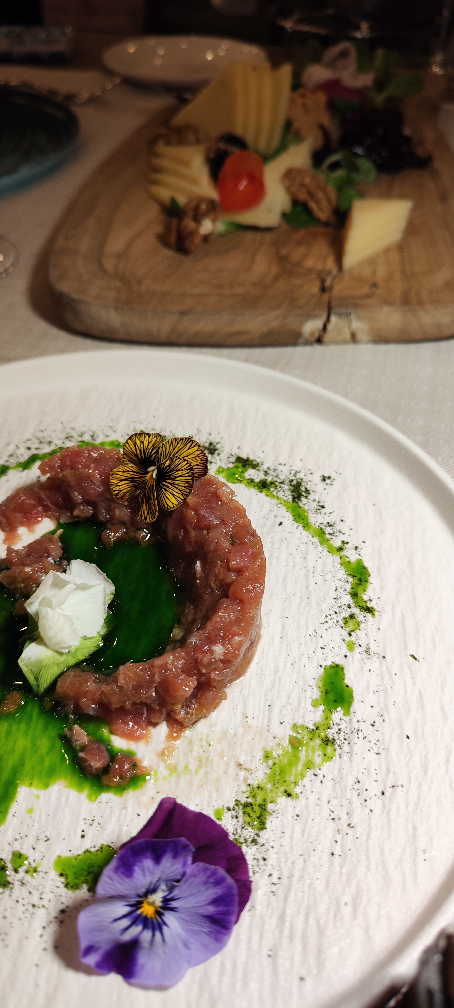 Beef carpaccio dish at Restaurant Ruzmarin in Srebreno