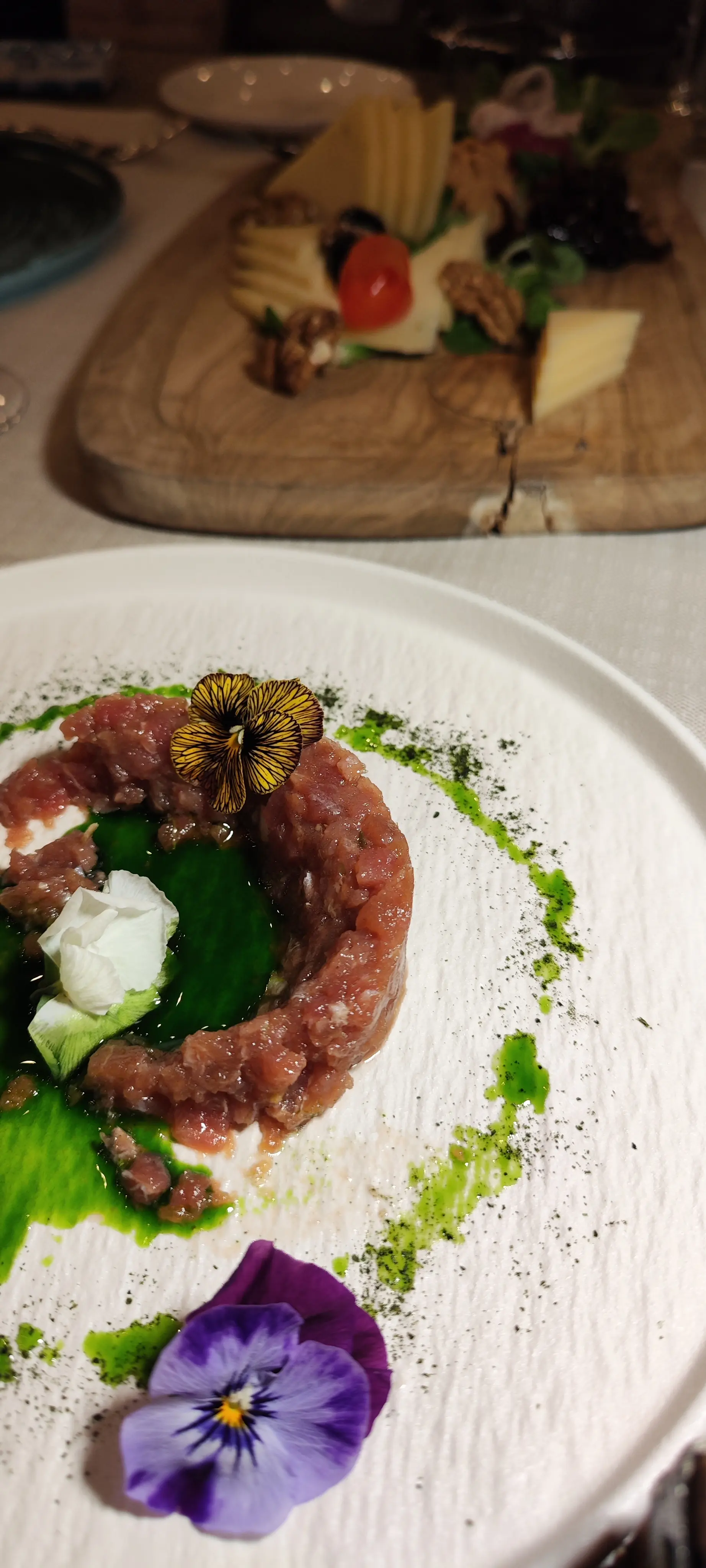 Beef carpaccio dish at Restaurant Ruzmarin in Srebreno