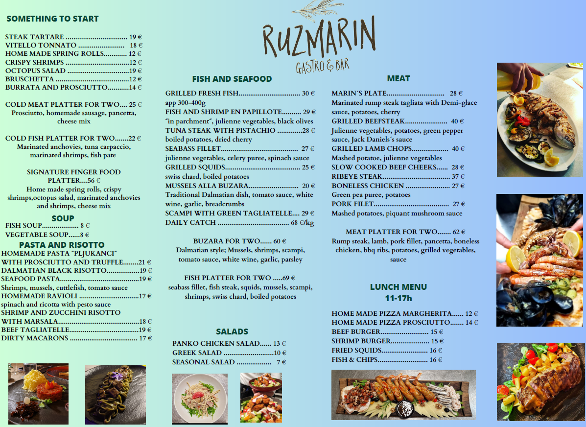 Restaurant Ruzmarin Menu page 1